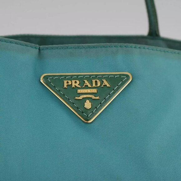 PRADA Tote Bag Nylon Blue Gold Auth - Picture 5 of 15